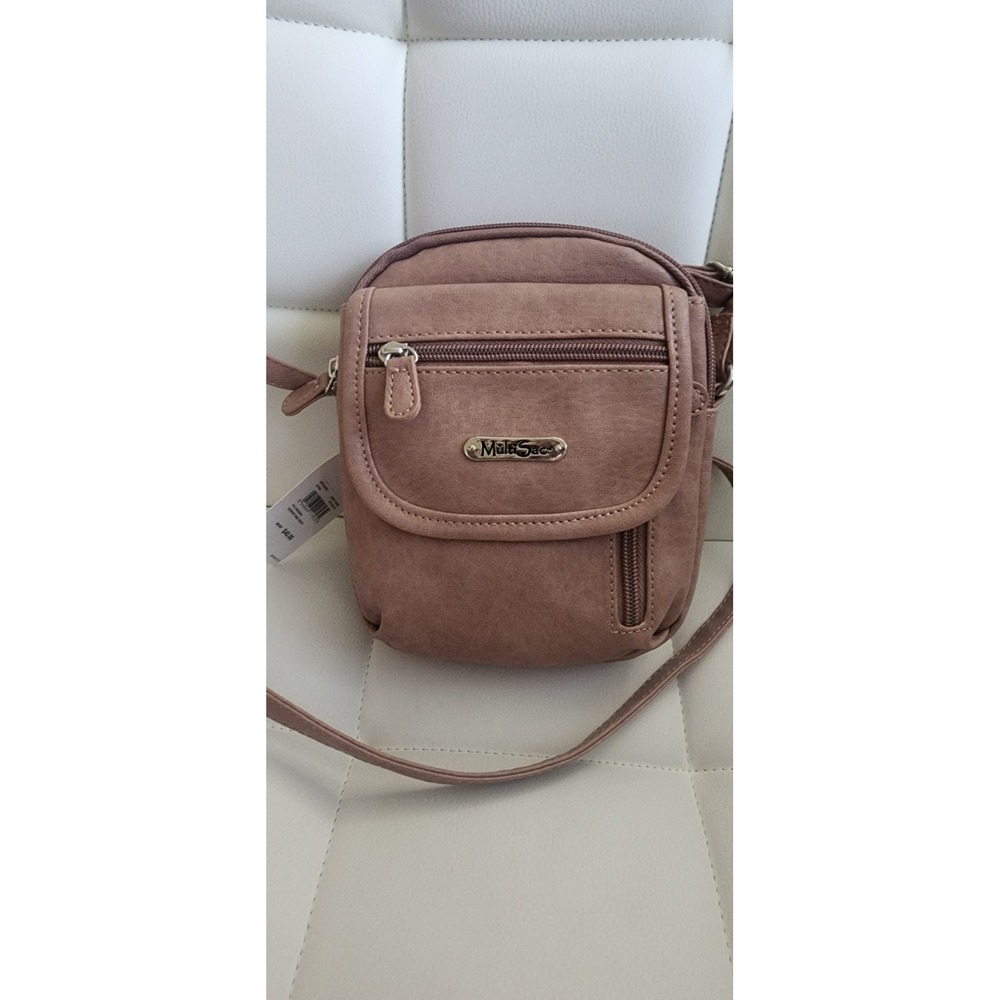 MultiSac Crossbody Bag Mauve Taupe Vegan Leather Mini Organizer Handbag NWT